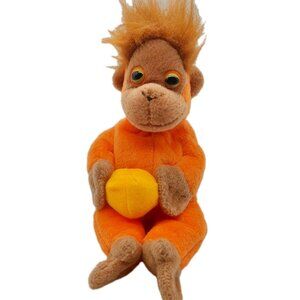 Monkey Orangutan Ape Orange Plush Stuffed Holding Yellow Ball Semo 8"